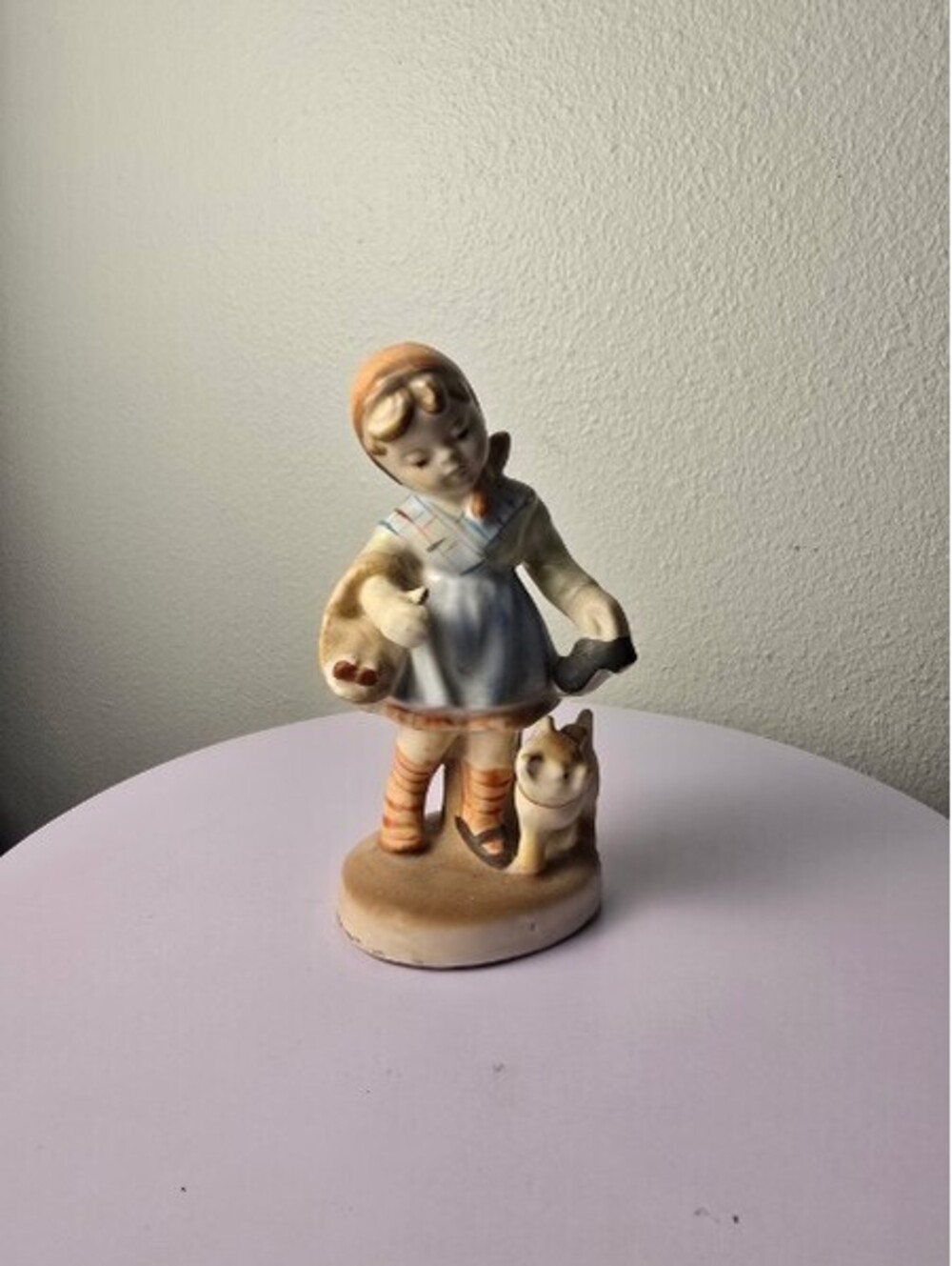 Vintage Cordey Porcelain Figurine of Girl with Cat 4"